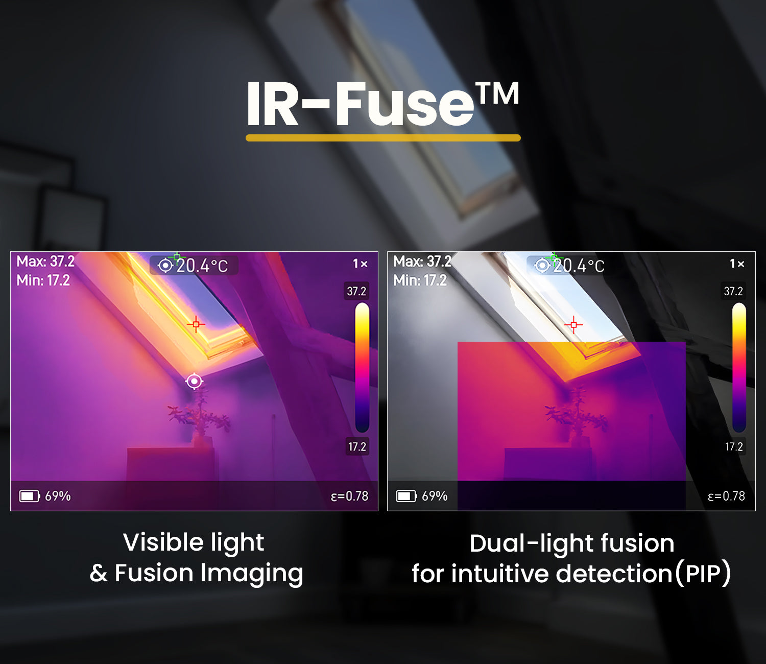 Dual-spectrum IR fuse of the Thor001, featuring visible light and IR fusion thermal imaging for intuitive industrial inspections.